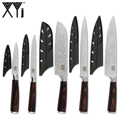 

XYj Cooking Stainless Steel Knives 5pcs Knife Covers Chef Slicing Santoku Utility Paring Knife