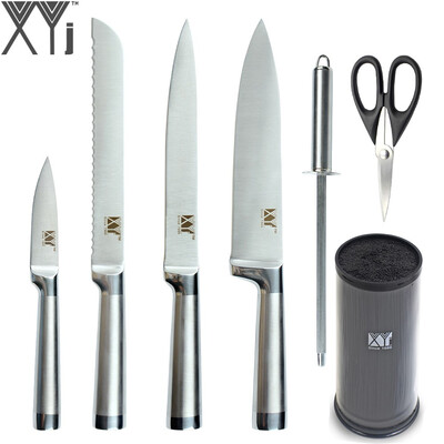 

XYj Seamless Welding Kitchen Knives Sharp Stainless Steel Knives Knife Stand Sharpening Rod Scissor Durable Cooking Tools
