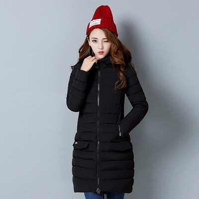 

City Plus CITYPLUS 2017 Winter new style women&39s clothing Slim hooded cotton coat in the long paragraph down jacket cotton CWMF179759 black