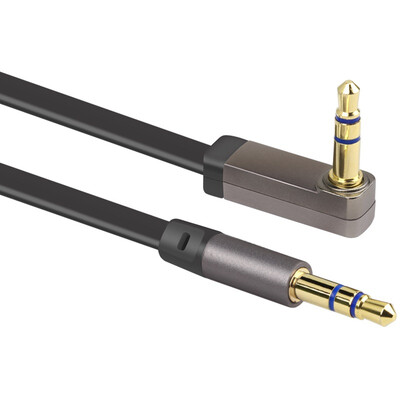 

Kaiboer KBE-SM-13044 35mm stereo audio cable AUX cable straight head - elbow black flat wire 2 m car audio cable