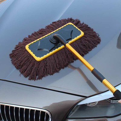 

Car kiss car dust mites aluminum alloy rod rotating telescopic cleaning car wax brush gold rod cotton brown line