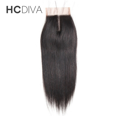 

HCDIVA Brazilian Straight Lace Closure Free/Middle/Three Part Size 100% Virgin Hand Tied Closure No lice No shedding No Tangle