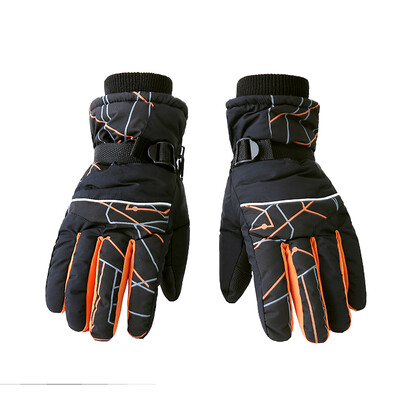 

Yu Zhaolin (YUZHAOLIN) gloves men's winter windproof gloves plus velvet thick warm cold windproof riding gloves ski gloves black orange