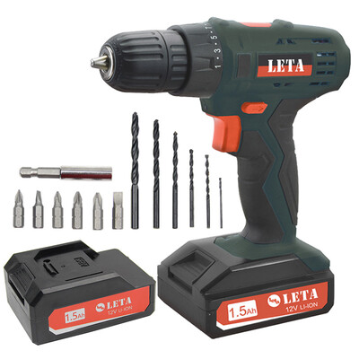 

Leta 12V lithium drill 2 batteries Electric screwdriver Tool Kit Household Rechargeable Torches LT-LE918