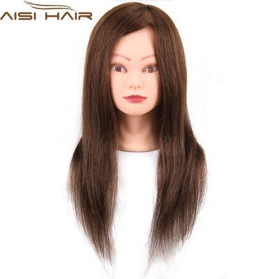 

Black18 Inch Human Hair Trainning Head Can Be Permed Colored With Makeup 100% Human Hair Hairdressing Training Head Mannequin