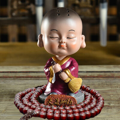 

Guangshunfa creative car decoration car decoration office decoration car ornaments shaking head small monk car ornaments cartoon car decoration products wish to become