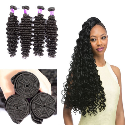 

Brazilian deep wave Hair 7a Brazilian Hair 4 Bundles Virgin Human Hair