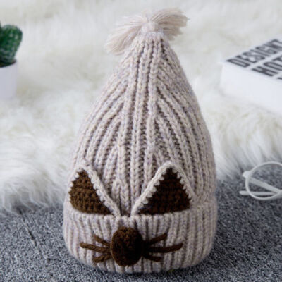 

Cute Baby Toddler Winter Beanie Warm Cartoon Hat Earflap Knitted Wool Cap Kids