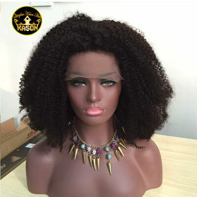 

Peruvian Afro Kinky Curly Human Hair Wig Full Lace Wig With Baby Hair Thick Density 130% Full Lace Wig Hot Sale
