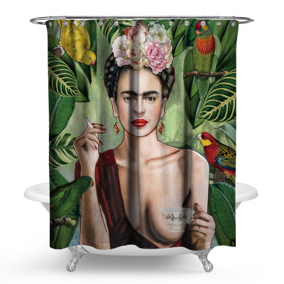 

Polyester Fabric Bathroom Shower Curtain Set with Hooks