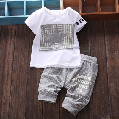 

Summer Baby Boys Clothes Casual Cotton Lovely Short Sleeve Shirt + Pant Infant Newborn Baby Suit Children Clothing
