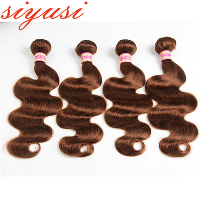 

Siyusi Hair Brazilian Body Wave Hair Weave 4 шт. 100% человеческие волосы Связки 10-24-дюймовый цвет 4 # Не-Remy Hair Bundles