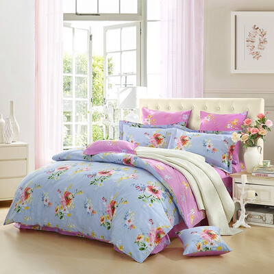 

Sleeping Bone somerelle cotton four-piece twill printing double bed sheets - fragrant light drunk 18 m bed 220 240cm