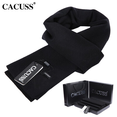 

CACUSS W0055 Wool Scarf Men's thick warm gift box Black