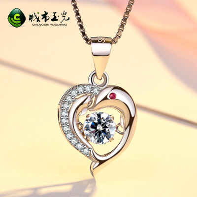 

City jade light silver doll s925 necklace lover pendant