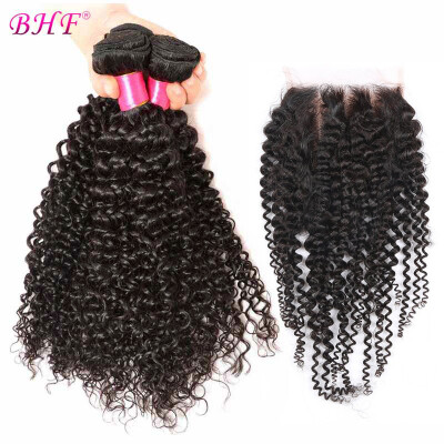 

BHF Hair 7A Grade Virgin Unprocessed Human Hair Afro Kinky Curly Brazilian Hair Weave Bundles With Lace Closure