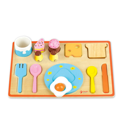 

Germany to the canyon Classic world children's toys for boys and girls play house simulation wooden kitchen utensils refreshment combination birthday gift kitchen breakfast combination 3659