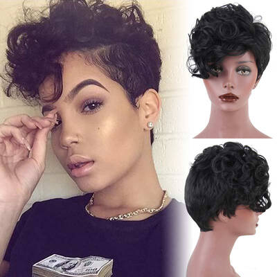 

AISI HAIR Короткие волнистые парики Синтетический кудрявый черный парик Жаростойкий волнообразный полный парик с взрывами для женщ