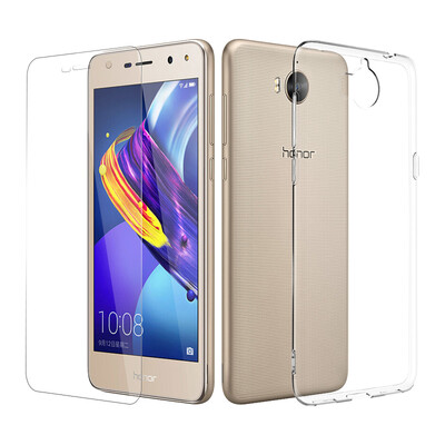 

【Shell Membrane Set】 Huawei glory play 6 mobile phone shell to send full-screen transparent tempered film all-inclusive drop series soft shell protective cover / transparent