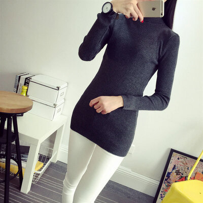 

2017 new women's elastic sweater version of the primer shirt sweater sets of high-necked sweater women solid color bottoming shirt