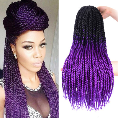 

Synthetic Hair Senegalese Twist Crochet Braids Hair 5Pcs/Lot 100g/Pc 24" Kanekalon Ombre Braiding Hair Extensions(Black/purple