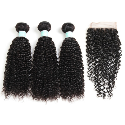 

Brazilian Curly Hair With Closure 7A Unprocessed Brazilian Human Hair Bundles With Closure Brazilian Virgin Hair Weave Bundles Wit