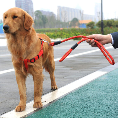 

Han Han Park dog rope dog chain pet traction rope leash dog harness with a rope leash dog Teddy Small Medium Large dog chain No. 1-- red lines round rope  No