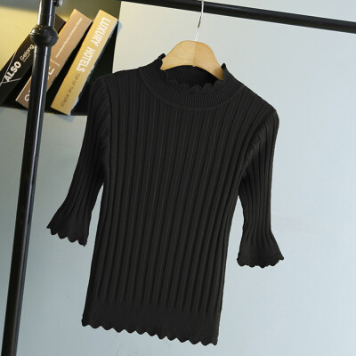 

Women High Collar Sweaters Slim Warm Bottoming Sweater Knitted Pullover