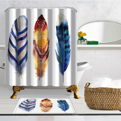 

71 X 71 Inch digital printing Anti Bacterial Waterproof Polyester Shower Curtain set