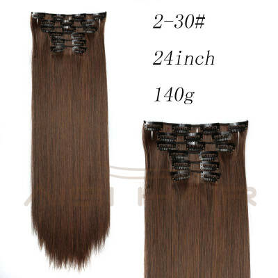 

AISI HAIR Blond Synthetic Clips in Hair Extension Long Straight 22" 140g 16 Clips False Hair pieces Brow Black White Color