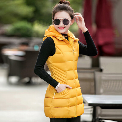 

Cotton vest female autumn and winter new 2017 Korean version of the long section of fashion Slim was thin large size feather cotto