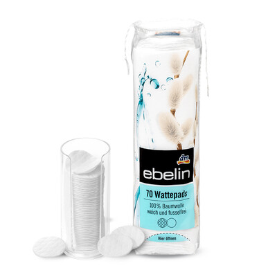 

Ebelin Cleansing Cotton Iberin Cotton Cotton Soft Skin-Friendly Non-Dropping Double-sided 70 Piece Germany Imported