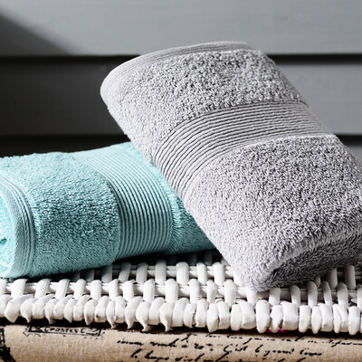 

Fu-day jade jade cotton towels quality long-staple cotton thickened to increase the cleansing wash towel 2 Pack 38 * 76cm gray + blue