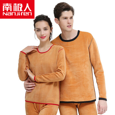 

Antarctic thermal underwear men and women cotton elegant one set thick plus cashmere thermal underwear youth middle-aged underwear suit men's gray gray-L
