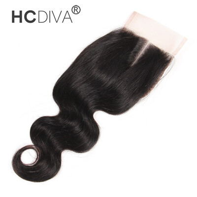 

HCDIVA Lace Closure Body Free / Middle / Three Part Lace Closure Brazilian Virgin Human Hair Natural Black