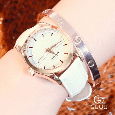 

GUOU Women Leather Quartz Watches Ladies Elegant Dress Watch Casual Calendar Clock