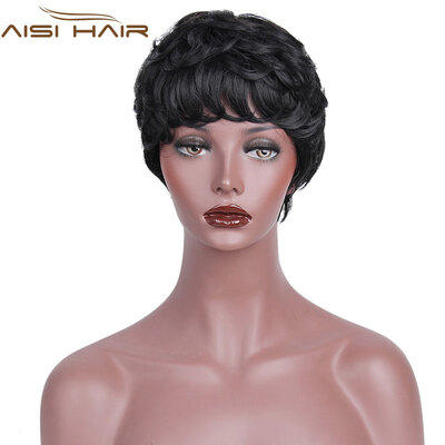 

AISI HAIR Синтетические парики для черных женщин Короткие пигментные кудрявые черные волосы