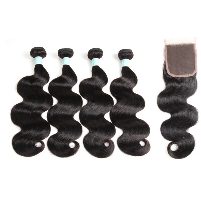 

Brazilian Body Wave Weave With Colsure Brazilian Virgin Hair Bundles With Closure 4Pcslot Brazilian Human Hair Weave Bundle With