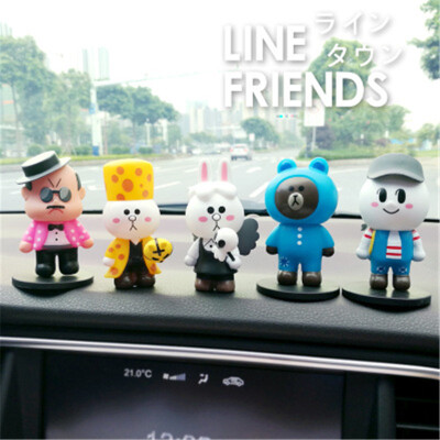 

LINE TOWN Brown bear Cony rabbit Transfiguration doll car ornaments cute car creative car interior jewelry（5 pcs/lot）