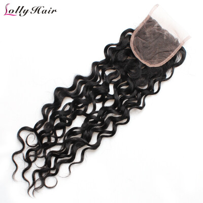 

Peruvian Water Wave Lace Closure 7A Unprocessed Peruvian Virgin Human Hair 4*4 Free Part Lace Closure Middle Brown Color