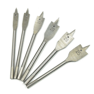 

6Pcs Wood Flat Drill Sets 10mm-25mm Steel Woodworking Spade Drill Bits Hex Shank Flat Drill Hole Puncher Sets Woodworking Tool