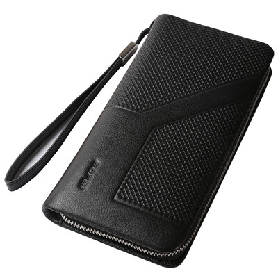 

Bo brand Bopai wallet mens hand bag first layer leather clutch bag business wallet long hand bag zipper paragraph casual black 712-006741