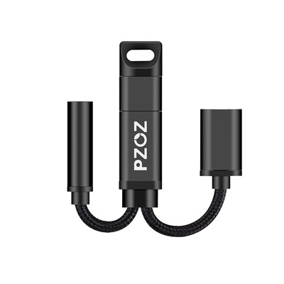 

PZOZ mobile phone cable 2 in 1 type c to audio Adapter 35mm jack High Quality for xiaomi huawei cell headphone type-c cables