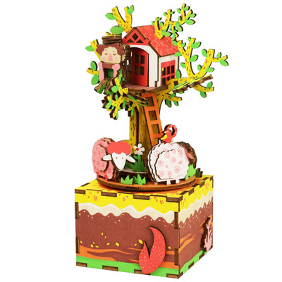 

Ruyi Christmas gifts children's three-dimensional wooden puzzle hand assembled music box - Listen Listen 408