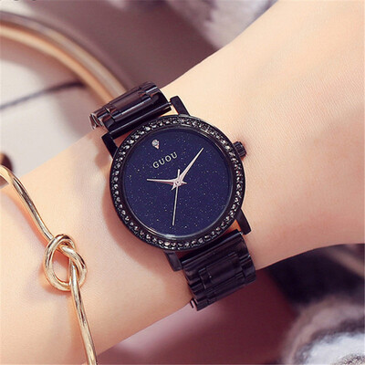 

GUOU Brand Women Luxury Casual Quartz Watch Ladies Rhinestones Watches Full Steel Wristwatches