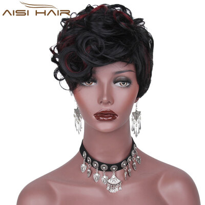 

AISI HAIR Synthetic Short Pixie Cut Wigs for Black Women Wavy Heat Resistant Hairstyle