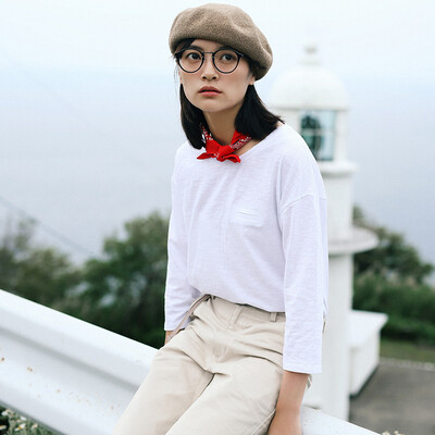 

And with pure Raincun T6055T shirt seven-point sleeve round neck loose student white black casual girlfriends loaded t-shirt in the blue M T6055L0M