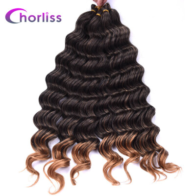 

Chorliss 22" Deep Wave Hair Crochet Braids Black Synthetic Ombre Braiding Hair Extensions 80g/pack