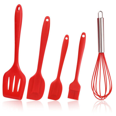 

5pcs Heat-Resistant Cooking Utensil Set Non-Stick Food Grade Silicone Baking Spatula Tools