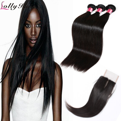 

Peruvian Virgin Hair With Closure 3pcs Human Hair Bundles With Lace Closures Unprocessed Peruvian Straight Hair With Closure